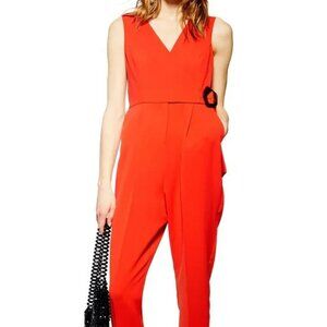 TOPSHOP – Waist Buckle Jumpsuit red